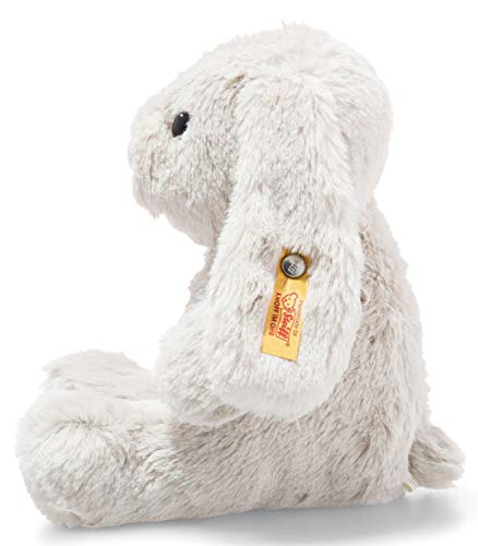 Steiff Hoppie 080463 - Conejo de Peluche con Orejas Plegables, 18 cm, Suave Peluche para niños, móvil y Lavable, Color Gris Claro
