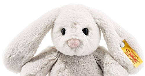 Steiff Hoppie 080463 - Conejo de Peluche con Orejas Plegables, 18 cm, Suave Peluche para niños, móvil y Lavable, Color Gris Claro