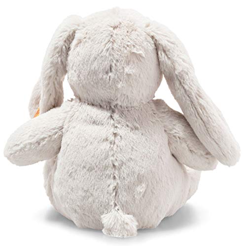 Steiff Hoppie 080470 - Conejo de Peluche con Orejas Plegables, 28 cm, Peluche para niños, Lavable, Color Gris Claro