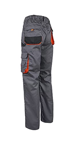 Stenso Des-Emerton - Pantalones de Trabajo para Hombre Slim fit con Cintura elástica - Gris/Negro/Naranja - 48