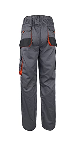 Stenso Des-Emerton - Pantalones de Trabajo para Hombre Slim fit con Cintura elástica - Gris/Negro/Naranja - 48