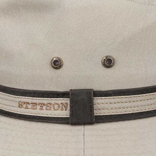 Stetson Sombrero Protector UV AVA Mujer/Hombre - de algodón Verano Traveller con Ribete Primavera/Verano - M (56-57 cm) Beige