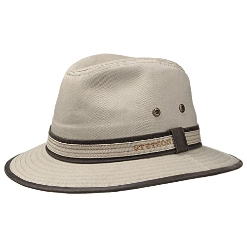 Stetson Sombrero Protector UV AVA Mujer/Hombre - de algodón Verano Traveller con Ribete Primavera/Verano - M (56-57 cm) Beige
