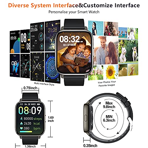 Sudugo Smartwatch, 1.69" Táctil Completa Reloj Inteligente Hombre Mujer con Monitor de Sueño, Pulsómetro, Cronómetro, Podómetro Impermeable IP67 Pulsera Actividad Inteligente para Android iOS