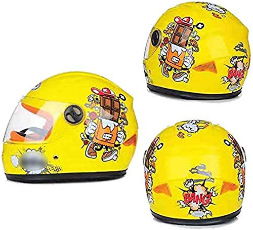 SUNSHXP Casco De Motocicleta para Niños Y Niñas para Niños para Niños, Bicicleta, Casco De Bicicleta De Cara Completa, Ciclomotor, Scooter, Deporte, Adecuado para Menos De 10 Años, 52 Cm,Amarillo