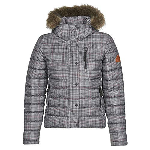 Superdry Mujer Chaqueta de Tweed Fuji Mezcla Azul Cuadros Príncipe De Gales 38