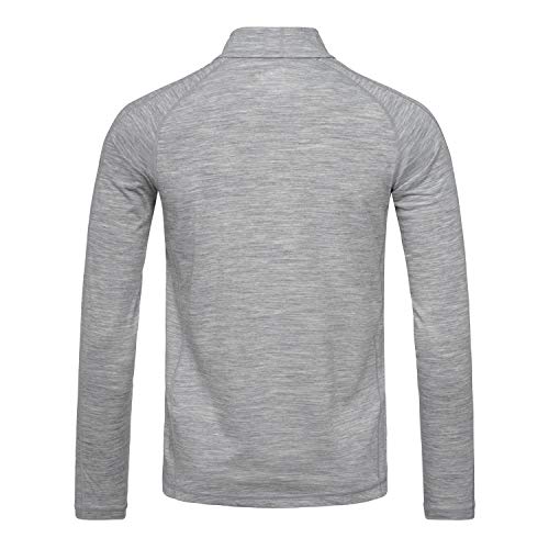 super.natural Camiseta de Manga Larga para Hombre, con Lana Merina, M Base 1/4 Zip 175, Talla: L, Color: Gris Moteado