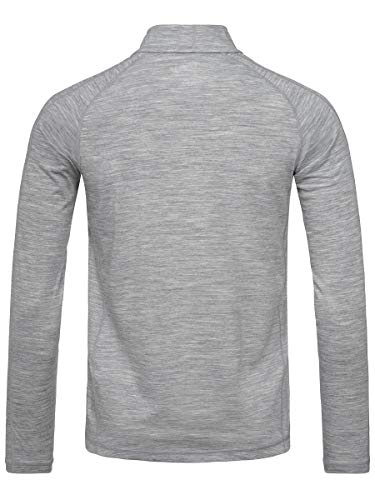 super.natural Camiseta de Manga Larga para Hombre, con Lana Merina, M Base 1/4 Zip 175, Talla: L, Color: Gris Moteado