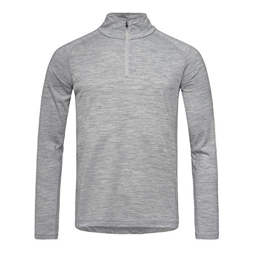 super.natural Camiseta de Manga Larga para Hombre, con Lana Merina, M Base 1/4 Zip 175, Talla: L, Color: Gris Moteado