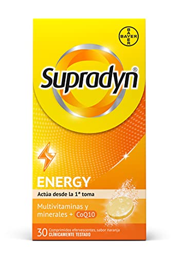 Supradyn Activo Multivitaminas para Todos con Vitaminas, Minerales y Coenzima Q10, Ayuda a Activar y Mantener tu Energía y Reducir el Cansancio, 30 Comprimidos Efervescentes