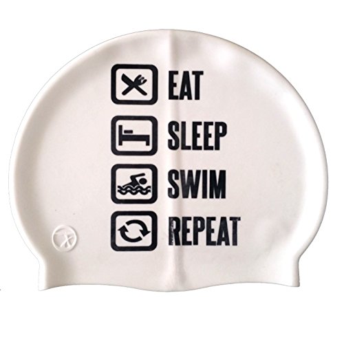 Swimxwin Gorro de Silicona Repeat Blanco | Gorro de Natación| Alta Comodidad y adherencia | Diseño y Estilo Italiano