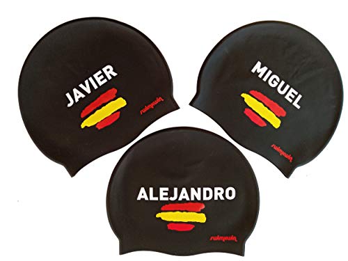 Swimxwin Miguel | Gorro de Silicona Personalizado con tu Nombre | Gorro de Natación| Alta Comodidad y aderencia | Diseño y Estilo Italiano