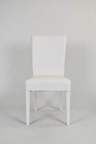 t m c s Tommychairs - Set 4 sillas Martina para Cocina, Comedor, Bar y Restaurante, solida Estructura en Madera de Haya y Asiento tapizado en Polipiel Blanco