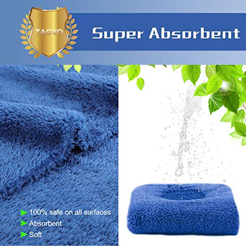 TAGVO Mitón de Microfibra Toalla de Microfibra Premium para Limpieza de Coche Guante de Chenilla para el Lavado Toalla de Felpa Especial para el Lavado, Secado y Pulido-Azul(Toalla x2+ Mitón x2)