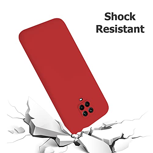TBOC Funda Compatible con Xiaomi Redmi Note 9S - Note 9 Pro - 9 Pro MAX [6.53"] Carcasa Rígida [Roja] Silicona Líquida Premium Tacto Suave Forro Interior Microfibra [Protege la Cámara] Antideslizante