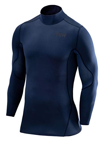 TCA Hombre SuperThermal Top Interior Térmico Da Manga Larga Compression Base Layer Cuello Alto - Navy Eclipse (Azul), XL Hombre