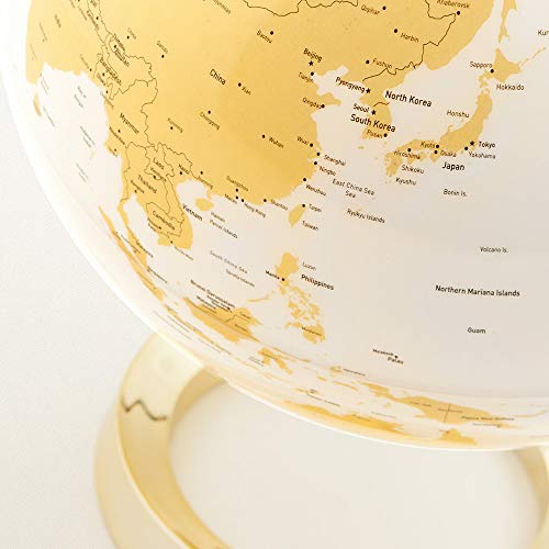 TECNODIDATTICA Globo terráqueo Light&Colour Metal Gold | Luminoso, Giratorio, con cartografía política actualizada | Lámpara de diseño | Diámetro 30 cm