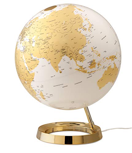 TECNODIDATTICA Globo terráqueo Light&Colour Metal Gold | Luminoso, Giratorio, con cartografía política actualizada | Lámpara de diseño | Diámetro 30 cm
