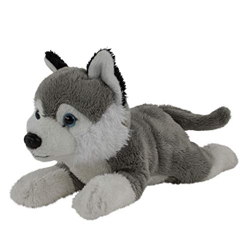 Teddys Rothenburg Uni-Toys - Peluche de perro Husky tumbado, color gris y blanco, 20 cm