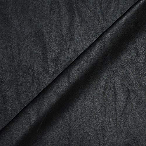 Tejido de imitación de cuero de muy bella calidad, flexible y elástico (Ropa, accesorios y decoración) - Tejido de imitación de cuero - Tejido skai (Pieza de 1m x 1m36) (Negro)