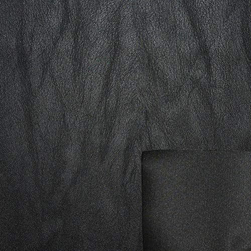 Tejido de imitación de cuero de muy bella calidad, flexible y elástico (Ropa, accesorios y decoración) - Tejido de imitación de cuero - Tejido skai (Pieza de 1m x 1m36) (Negro)