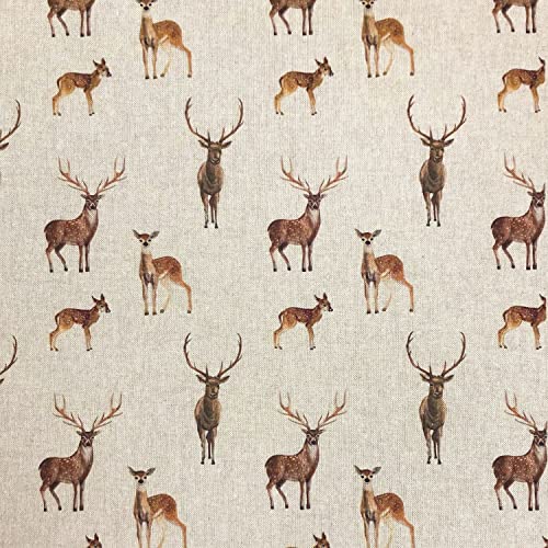 Tela de lona de ciervo – Ciervos Naturales – Lienzo de algodón con aspecto de lino – CGLIN05 – de 100 cm x 145 cm – 100% algodón