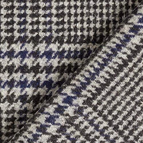 Tela para abrigos Mezcla de lana Pata de gallo Príncipe de Gales – gris/navy — Mercancia al metro a partir de 0,5m — para coser de Abrigos, Chaquetas y Capa