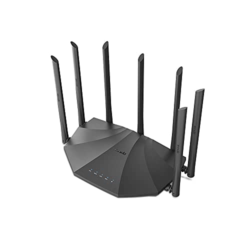 Tenda AC23-AC2100 Wi-Fi Router Gigabit Inalámbrico de Doble Banda, 2.4 GHz y 5 GHz, Puerto LAN/WAN Gigabit, Antenas Externas de 7*6dBi, MU-MIMO, Tecnología Beamforming, CPU Doble Núcleo 1GHz, IPv6