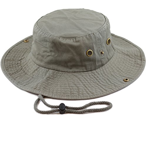 The Hat Depot Sombrero plegable de doble cara de algodón lavado a piedra Safari con ala ancha, 2. Algodón - Oliva, S-M