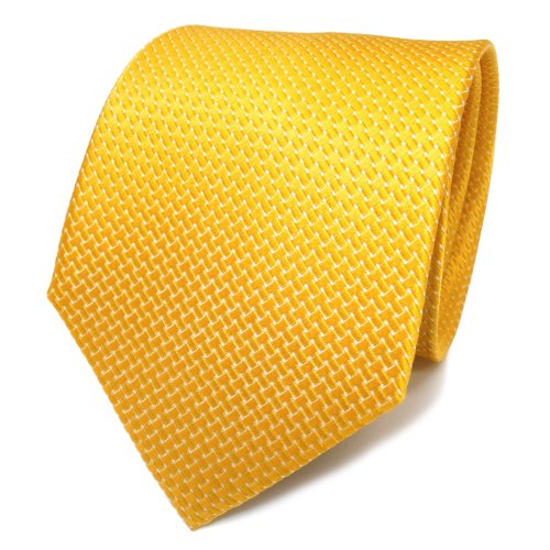 TigerTie diseñador corbata de seda de satén en - amarillo dalias amarillas plata lunares