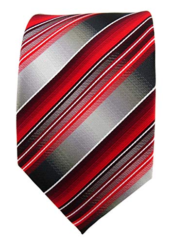 TigerTie diseñador corbata de seda - rojo rojo-tráfico gris plata blanco rayas