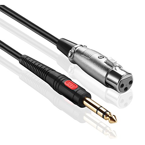 TNP Premium 3 Pin XLR Hembra a 6,3 mm (1/4 Pulgadas) Cable de Interconexióne de Audio Estéreo, Jack TRS Macho M/F, Chapado en Oro, para Micrófono Balanceado, Altavoces con Alimentación (0,9 m)