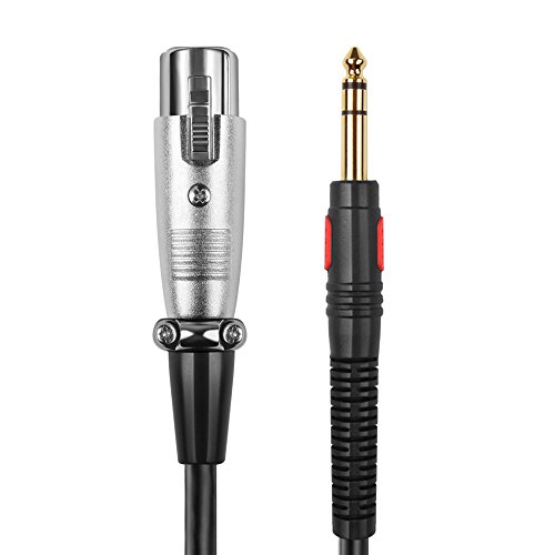 TNP Premium 3 Pin XLR Hembra a 6,3 mm (1/4 Pulgadas) Cable de Interconexióne de Audio Estéreo, Jack TRS Macho M/F, Chapado en Oro, para Micrófono Balanceado, Altavoces con Alimentación (0,9 m)