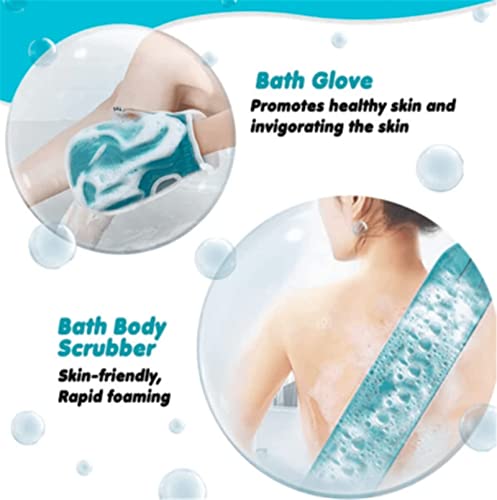 Toalla de frotamiento trasero, guantes exfoliantes para cuerpo, guantes de ducha Exfoliando para mujeres, batas de baño LOOFAH Sponge, nuevo 2021 Valor de regalo Multipack-Orange