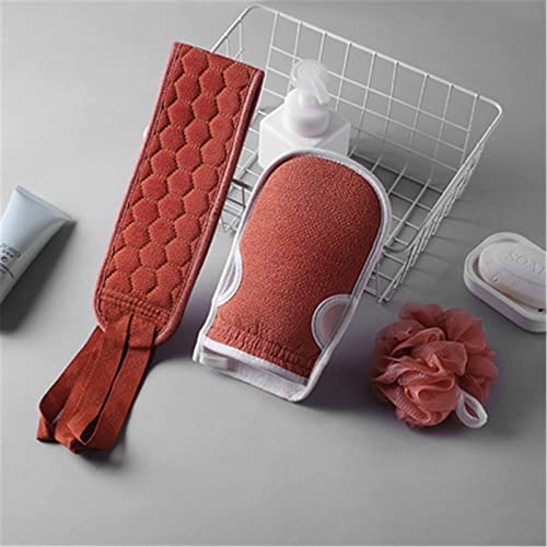 Toalla de frotamiento trasero, guantes exfoliantes para cuerpo, guantes de ducha Exfoliando para mujeres, batas de baño LOOFAH Sponge, nuevo 2021 Valor de regalo Multipack-Orange
