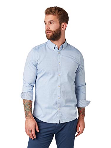Tom Tailor Casual 1008320 Camisa, Azul (Light Blue Oxford 15837), Small para Hombre
