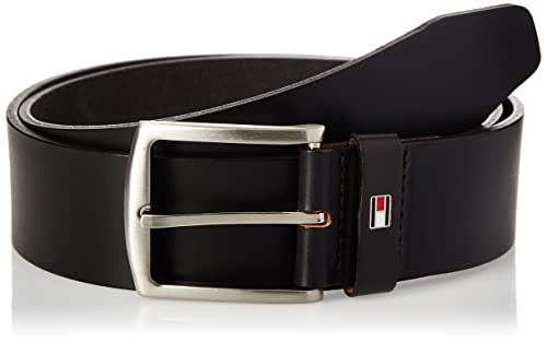 Tommy Hilfiger Denton Flag Logo Leather Belt Cinturón, Marrón (Testa Di Moro), 90 para Hombre