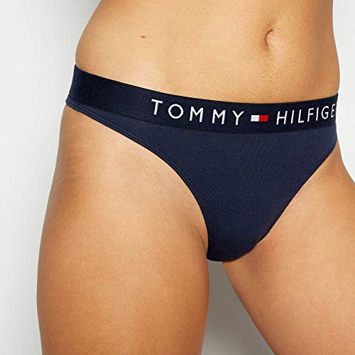 Tommy Hilfiger Thong T Tanga con Cinturilla Elástica y Logo, Azul (Navy Blazer), L para Mujer