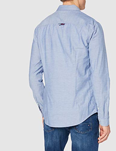 Tommy Hilfiger TJM Slim Stretch Oxford Shirt Camisa, Azul (Twilight Navy), L para Hombre