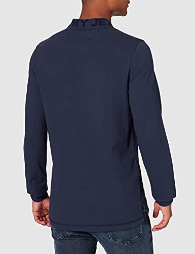 Tommy Jeans TJM Tonal Logo LS Polo, Camisa de Polo para Hombre, Azul (Twilight Navy), L
