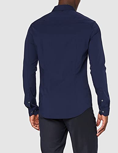 Tommy_Jeans Tjm Original Stretch Shirt, Camisa Hombre, Azul (Black Iris 002), Large