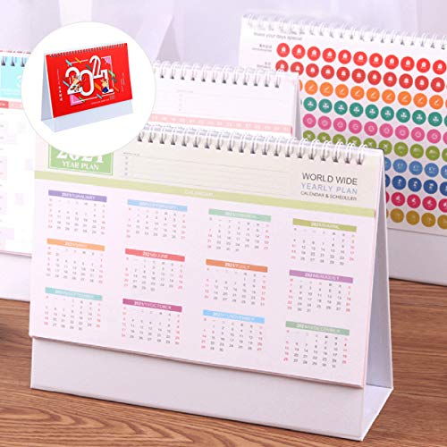 TOYANDONA 1 Unid 2021 Calendario de Mesa Multiusos Plegable Escritorio Papel Calendario Planificador Organizador para Oficina Hogar