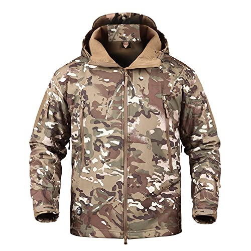 Transición Chaqueta Hombre Prueba Viento Impermeable Plus Terciopelo Cálido Color Sólido Hombre Abrigo Otoño Invierno Camuflaje Estampado con Capucha Polar Chaqueta Aire Libre Escalada Manga Larga