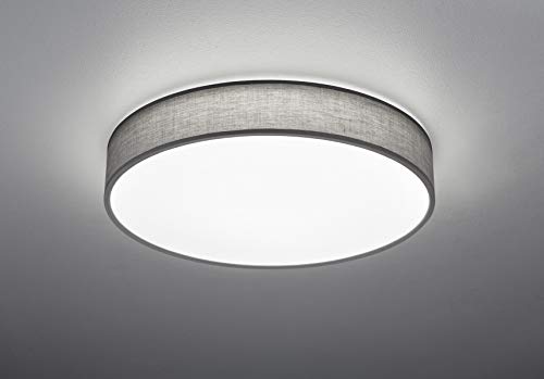 Trio Lighting - Plafón decorativo moderno Lugano, LED integrado 80% ahorro de energía, Material Tela, Color Gris