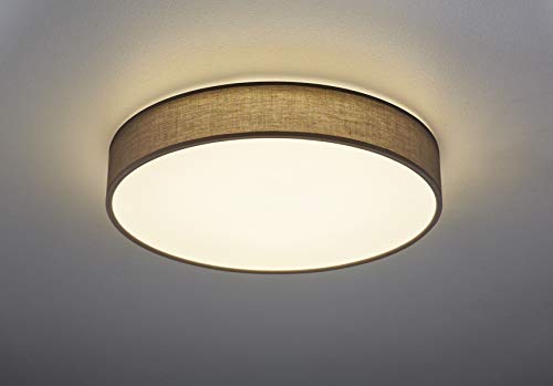 Trio Lighting - Plafón decorativo moderno Lugano, LED integrado 80% ahorro de energía, Material Tela, Color Gris