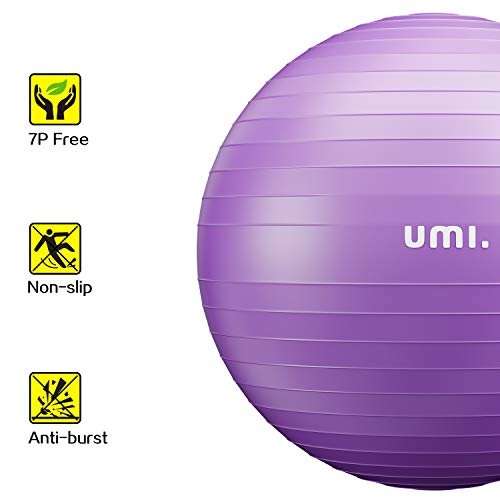 UMI. by Amazon -Pelota de Ejercicio Gym Ball para Fitness, Yoga, Pilates, Embarazo y Sentarse, Talla XL (68-75cm púrpura)