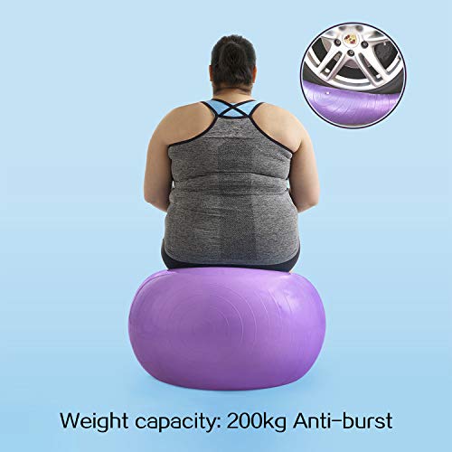 UMI. by Amazon -Pelota de Ejercicio Gym Ball para Fitness, Yoga, Pilates, Embarazo y Sentarse, Talla XL (68-75cm púrpura)