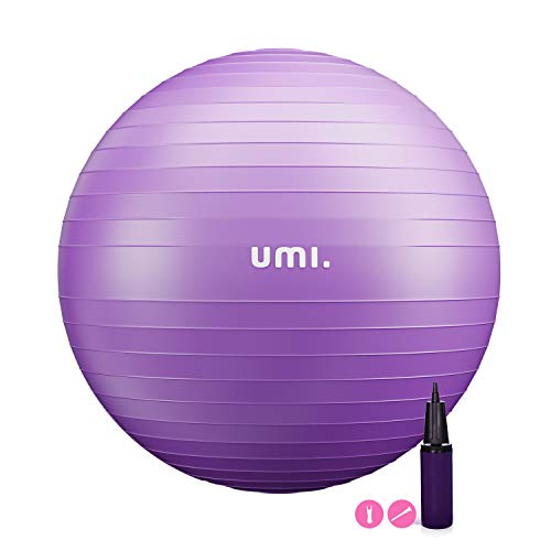 UMI. by Amazon -Pelota de Ejercicio Gym Ball para Fitness, Yoga, Pilates, Embarazo y Sentarse, Talla XL (68-75cm púrpura)