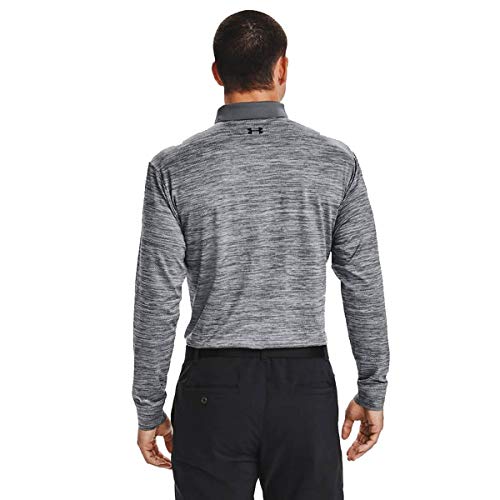 Under Armour Perf Texture Long-Sleeve Polo, Hombre, Acero/Negro (035), Small