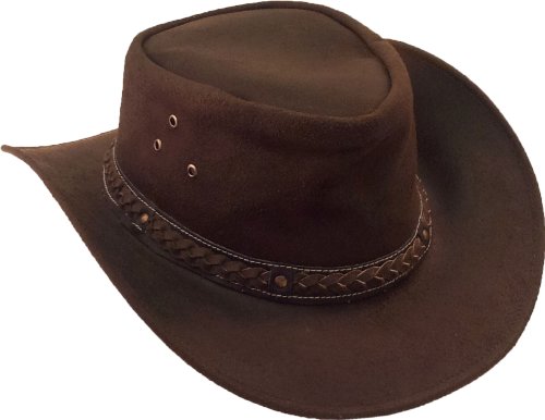 UNICORN Sombrero de vaquero australiano - Real Cuero - Marrón Sol Sombrero #8H (S)